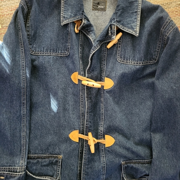 Vintage 1990s Long Liz Wear Denim Jacket with Wood Toggle Buttons size small - Picture 2 of 10